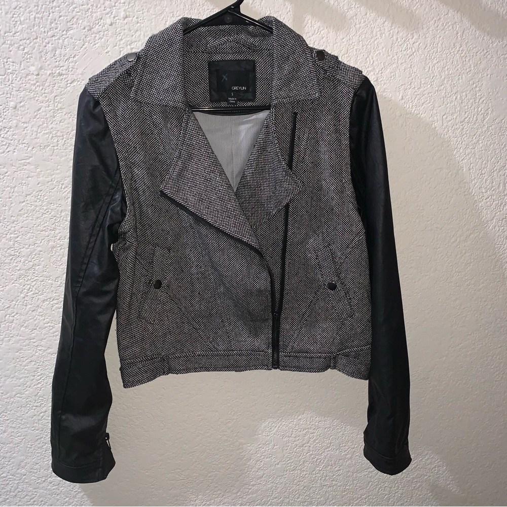 Greylin Black and Gray Leather Jacket